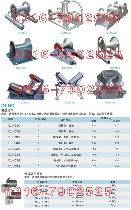 电缆滑车，直线型电缆滑车，转弯型电缆滑车